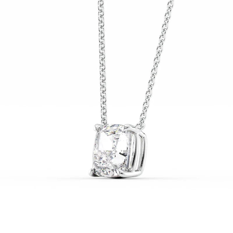 Cushion Cut Solitaire Diamond Pendant Necklace