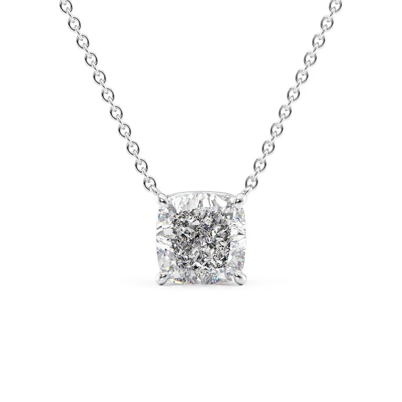Cushion Cut Solitaire Diamond Pendant Necklace