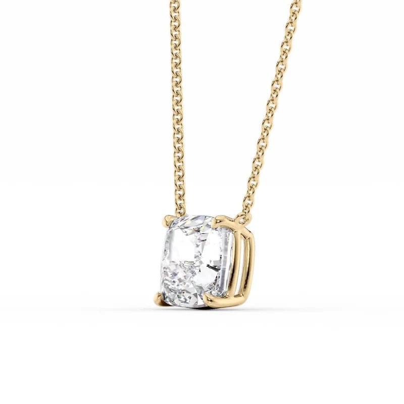 Cushion Cut Solitaire Diamond Pendant Necklace