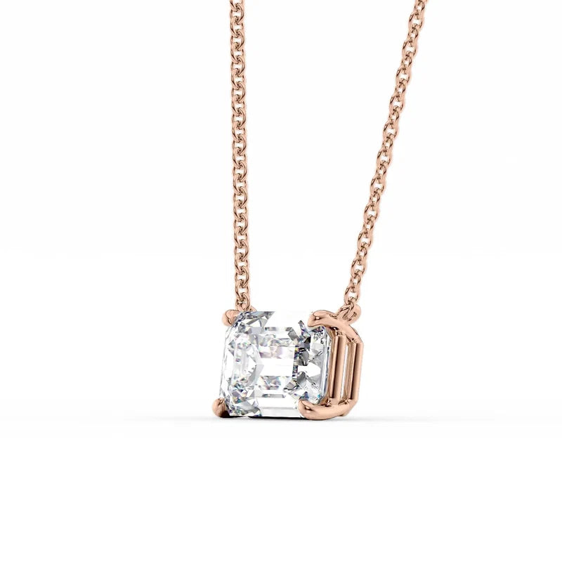Emerald Cut Solitaire Diamond Pendant Necklace
