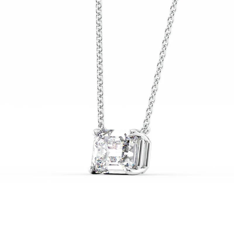 Emerald Cut Solitaire Diamond Pendant Necklace