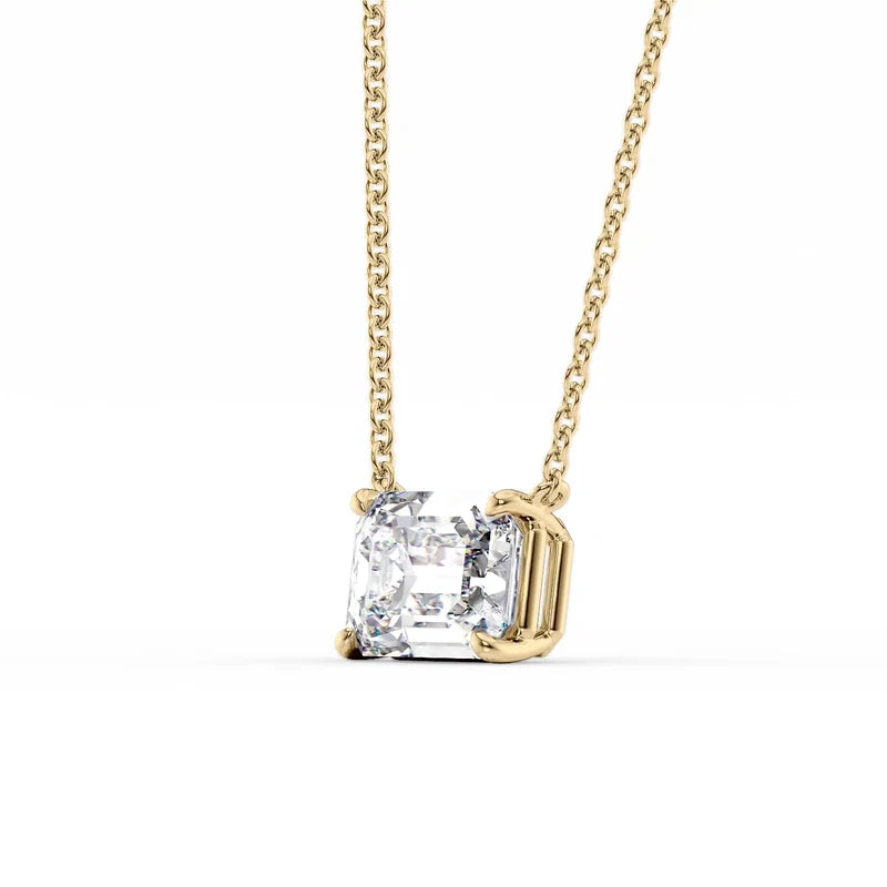 Emerald Cut Solitaire Diamond Pendant Necklace