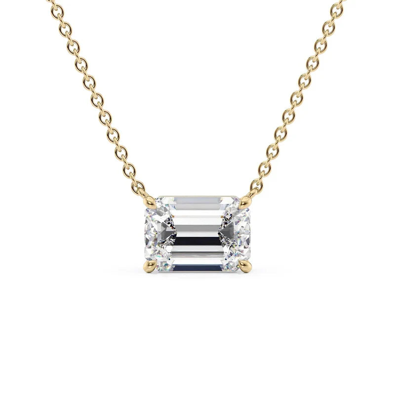 Emerald Cut Solitaire Diamond Pendant Necklace