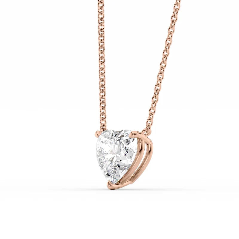 Heart Cut Solitaire Diamond Pendant Necklace
