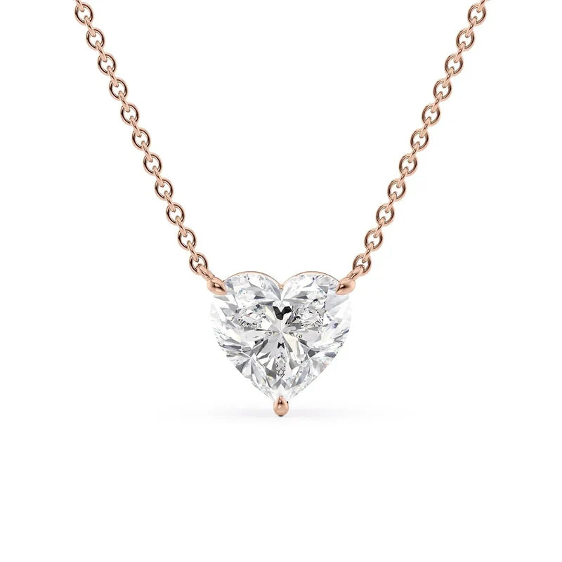 Heart Cut Solitaire Diamond Pendant Necklace
