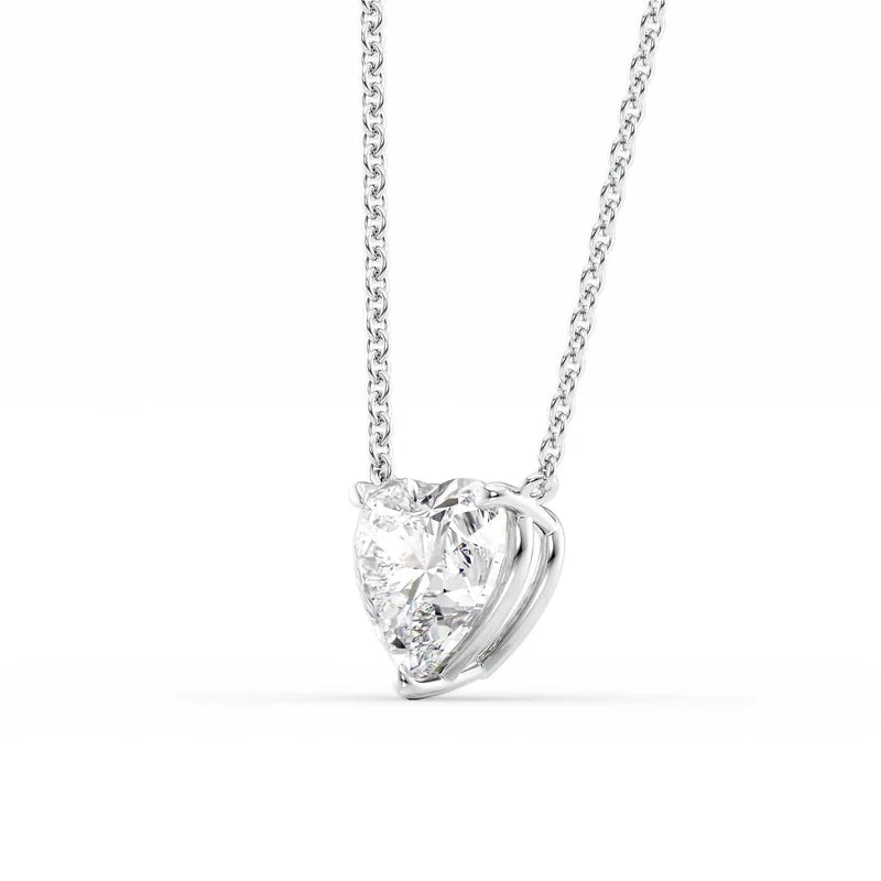 Heart Cut Solitaire Diamond Pendant Necklace