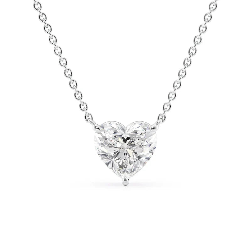 Heart Cut Solitaire Diamond Pendant Necklace
