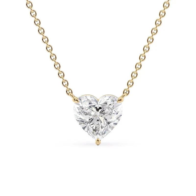 Heart Cut Solitaire Diamond Pendant Necklace