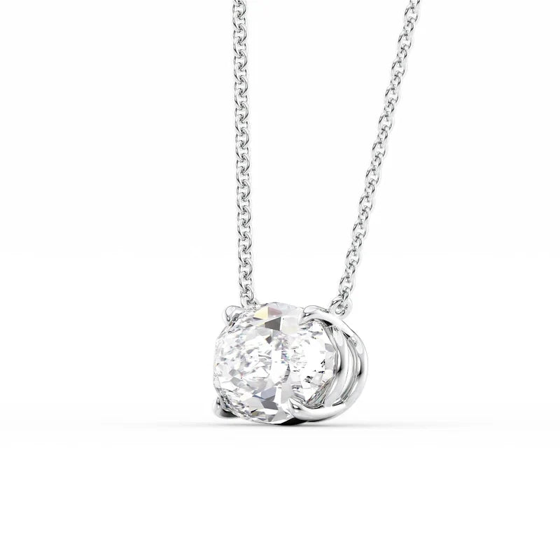 Oval Cut Solitaire Diamond Pendant Necklace