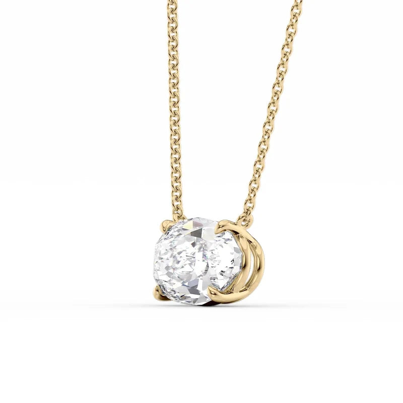 Oval Cut Solitaire Diamond Pendant Necklace