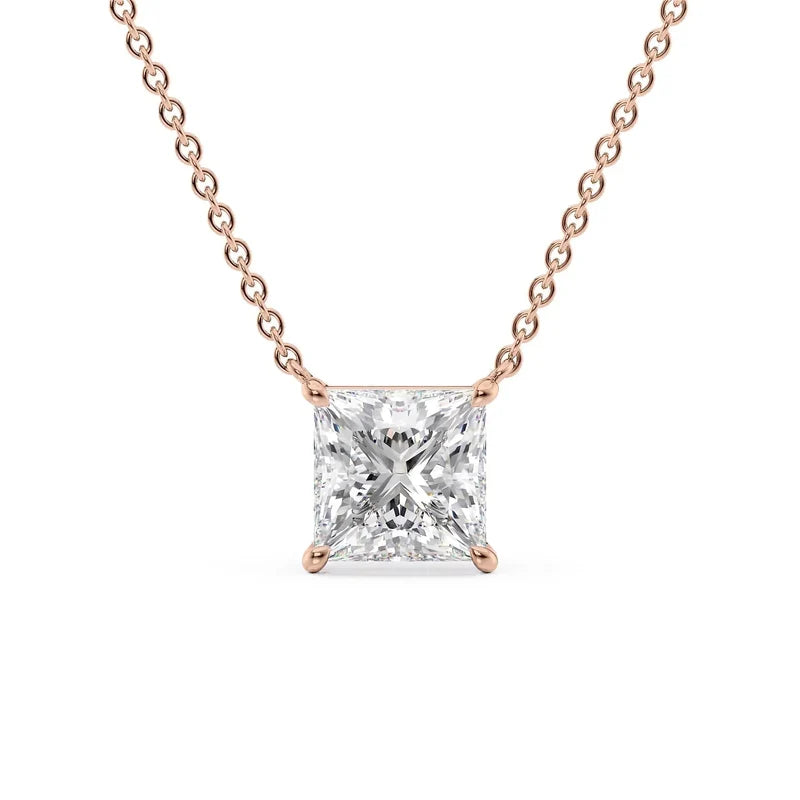 Princess Cut Solitaire Diamond Pendant Necklace