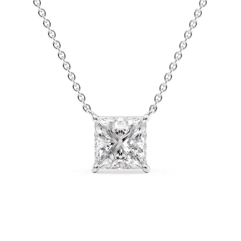 Princess Cut Solitaire Diamond Pendant Necklace