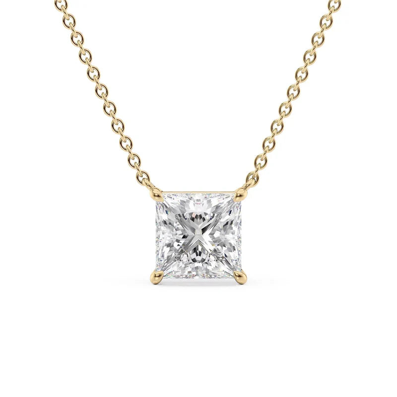 Princess Cut Solitaire Diamond Pendant Necklace