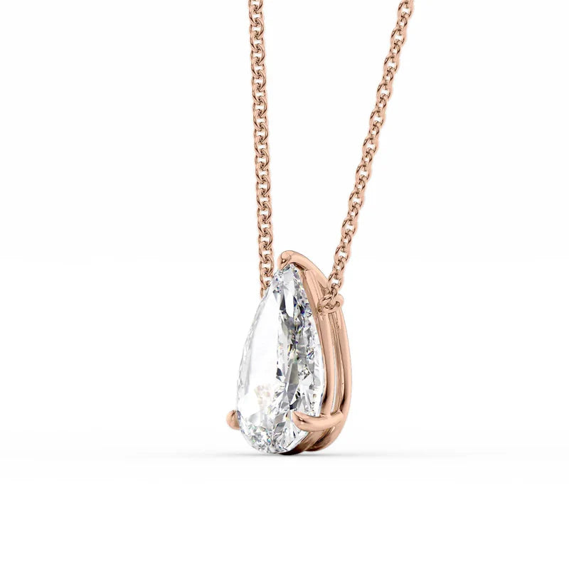 Pear Cut Solitaire Diamond Pendant Necklace