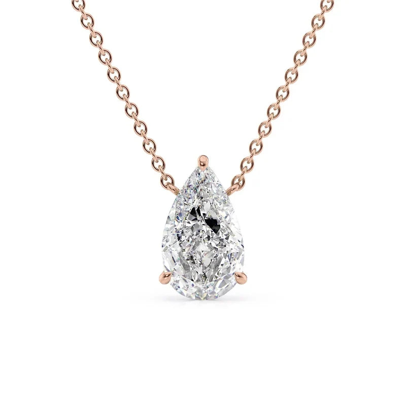 Pear Cut Solitaire Diamond Pendant Necklace