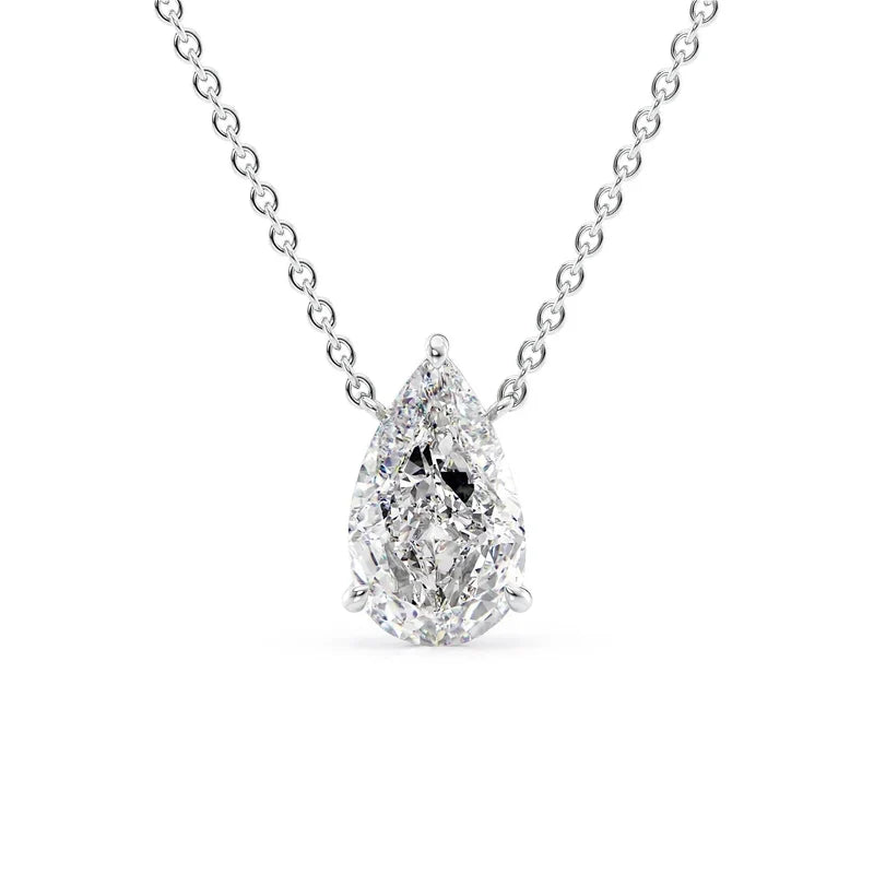 Pear Cut Solitaire Diamond Pendant Necklace