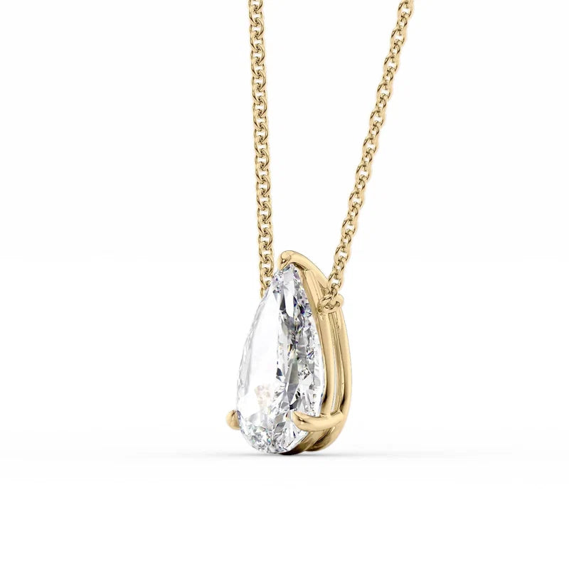 Pear Cut Solitaire Diamond Pendant Necklace