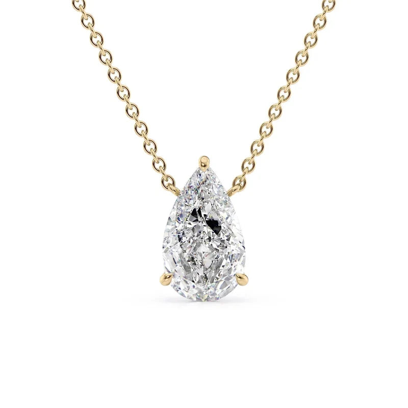 Pear Cut Solitaire Diamond Pendant Necklace