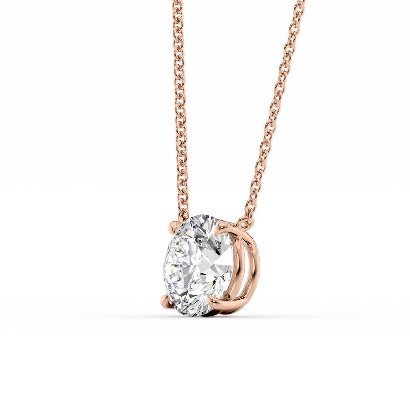 Round Cut Solitaire Diamond Pendant Necklace