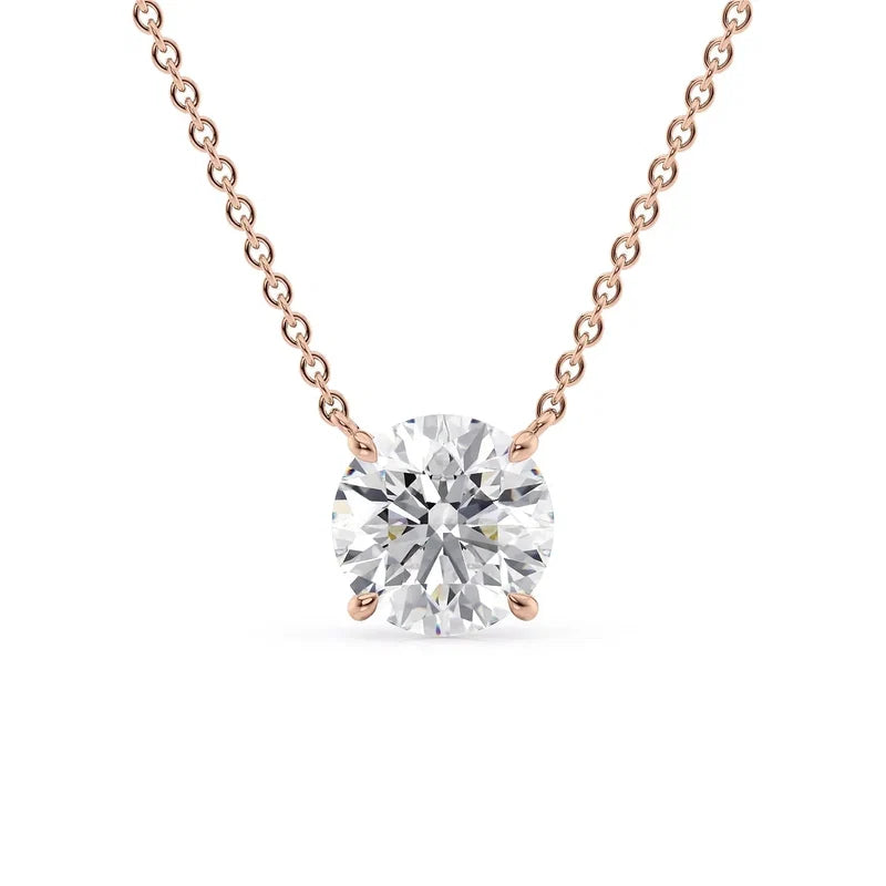 Round Cut Solitaire Diamond Pendant Necklace