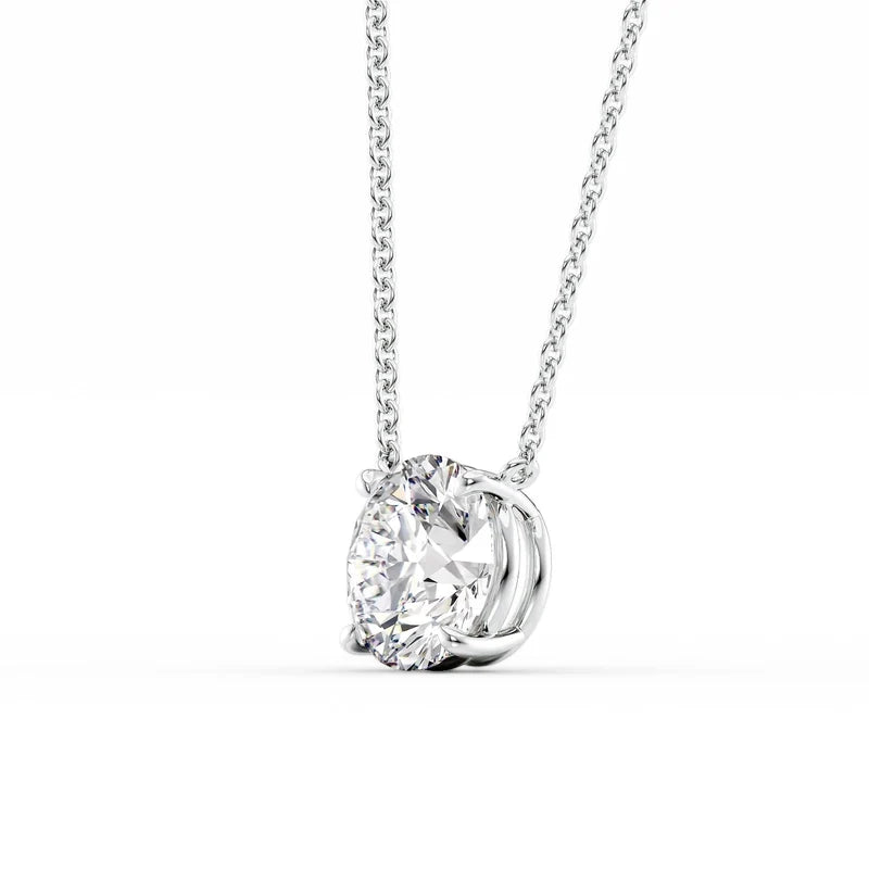 Round Cut Solitaire Diamond Pendant Necklace