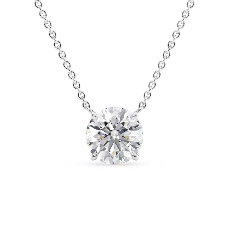 Round Cut Solitaire Diamond Pendant Necklace