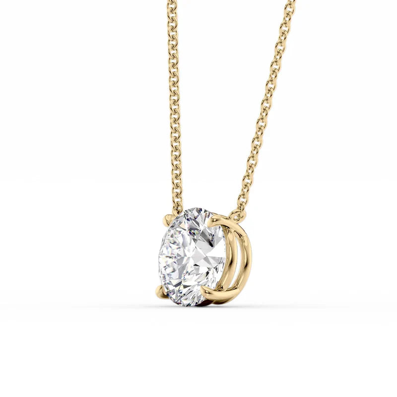 Round Cut Solitaire Diamond Pendant Necklace
