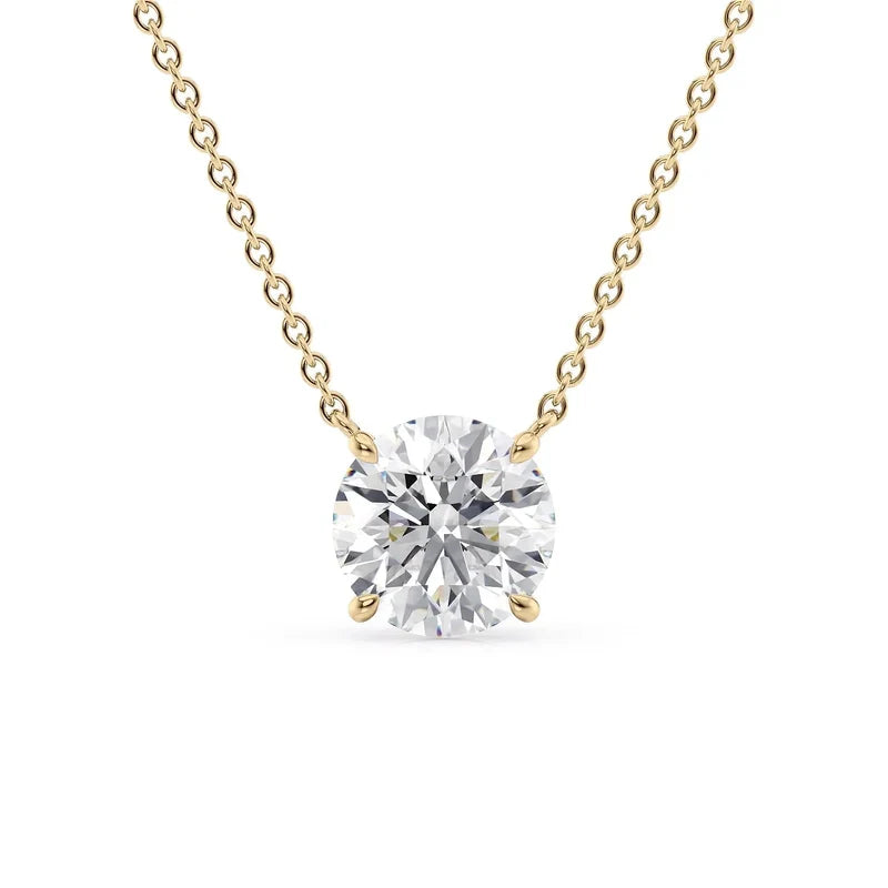 Round Cut Solitaire Diamond Pendant Necklace