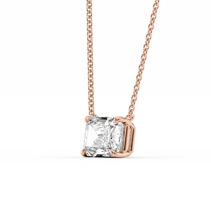 Radiant Cut Solitaire Diamond Pendant Necklace