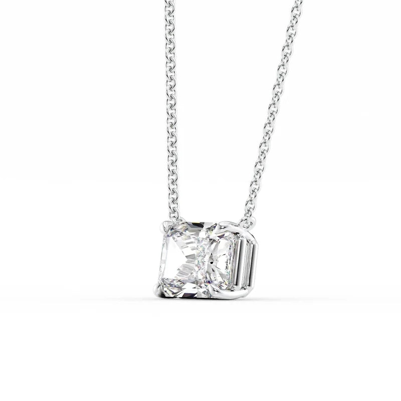 Radiant Cut Solitaire Diamond Pendant Necklace