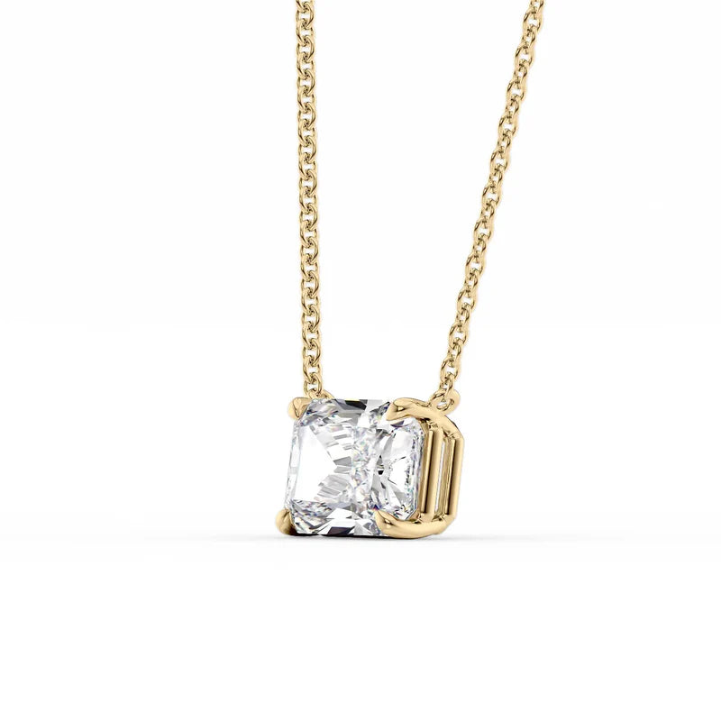 Radiant Cut Solitaire Diamond Pendant Necklace