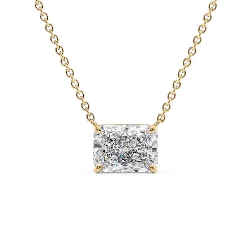 Radiant Cut Solitaire Diamond Pendant Necklace