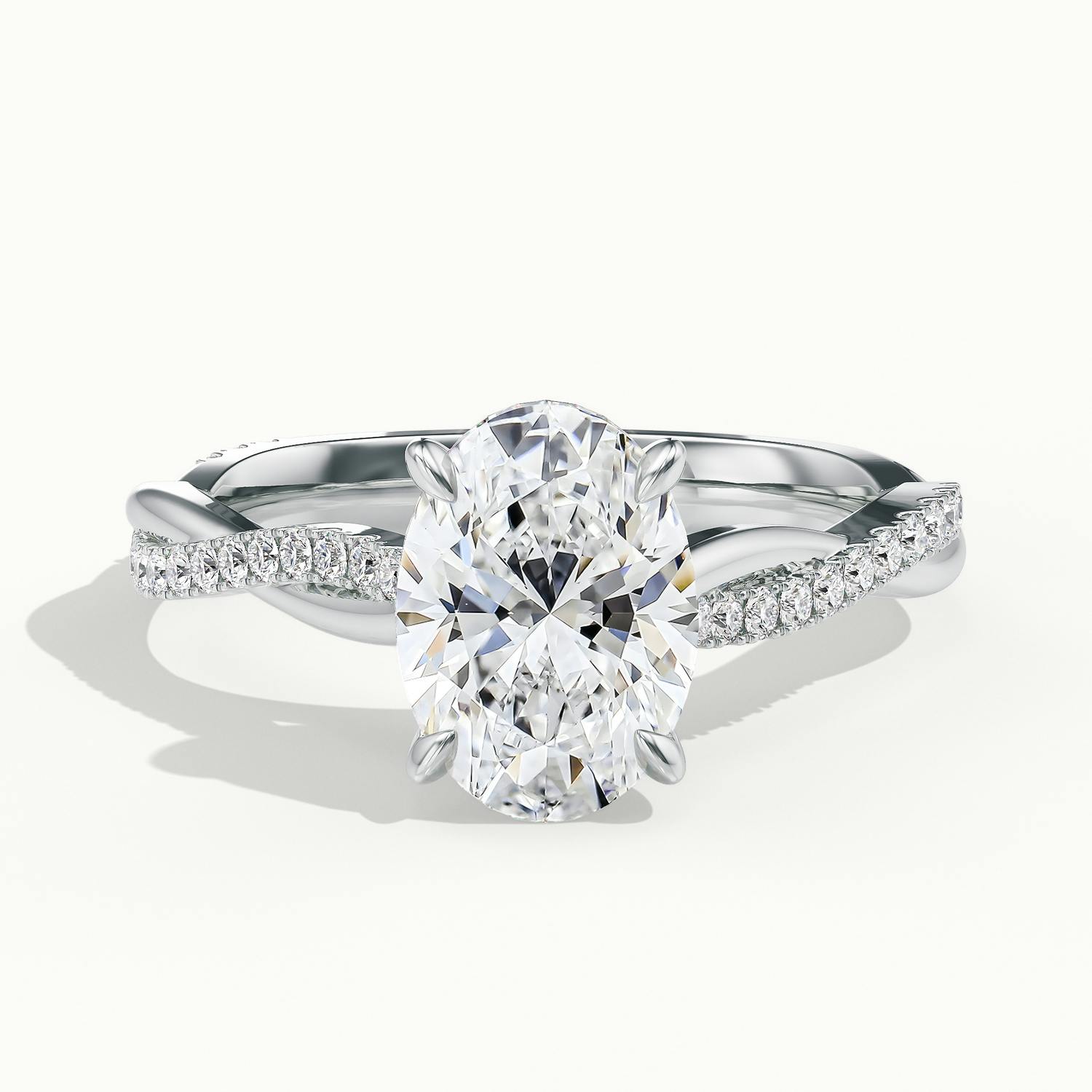 Solmira Oval Pavé Twist Engagement Ring