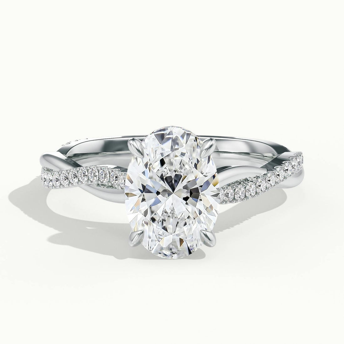 Solmira Oval Pavé Twist Engagement Ring