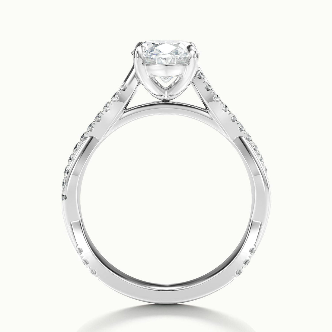 Solmira Oval Pavé Twist Engagement Ring