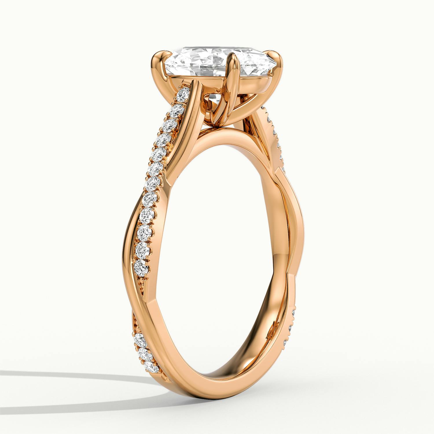 Solmira Oval Pavé Twist Engagement Ring