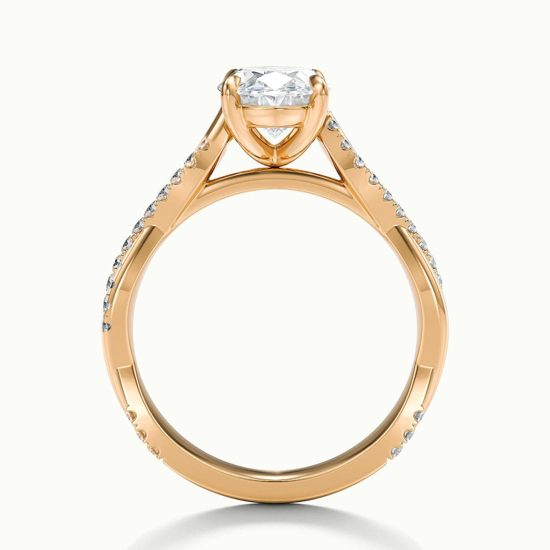 Solmira Oval Pavé Twist Engagement Ring