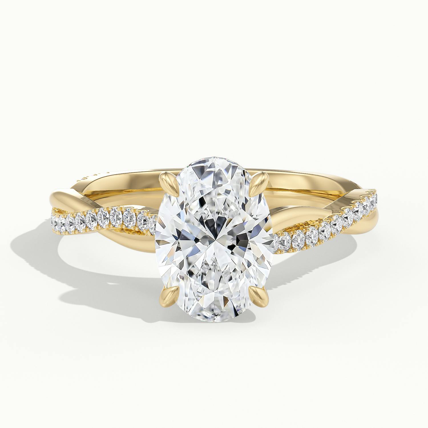 Solmira Oval Pavé Twist Engagement Ring