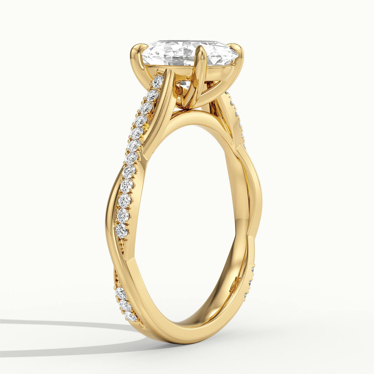 Solmira Oval Pavé Twist Engagement Ring