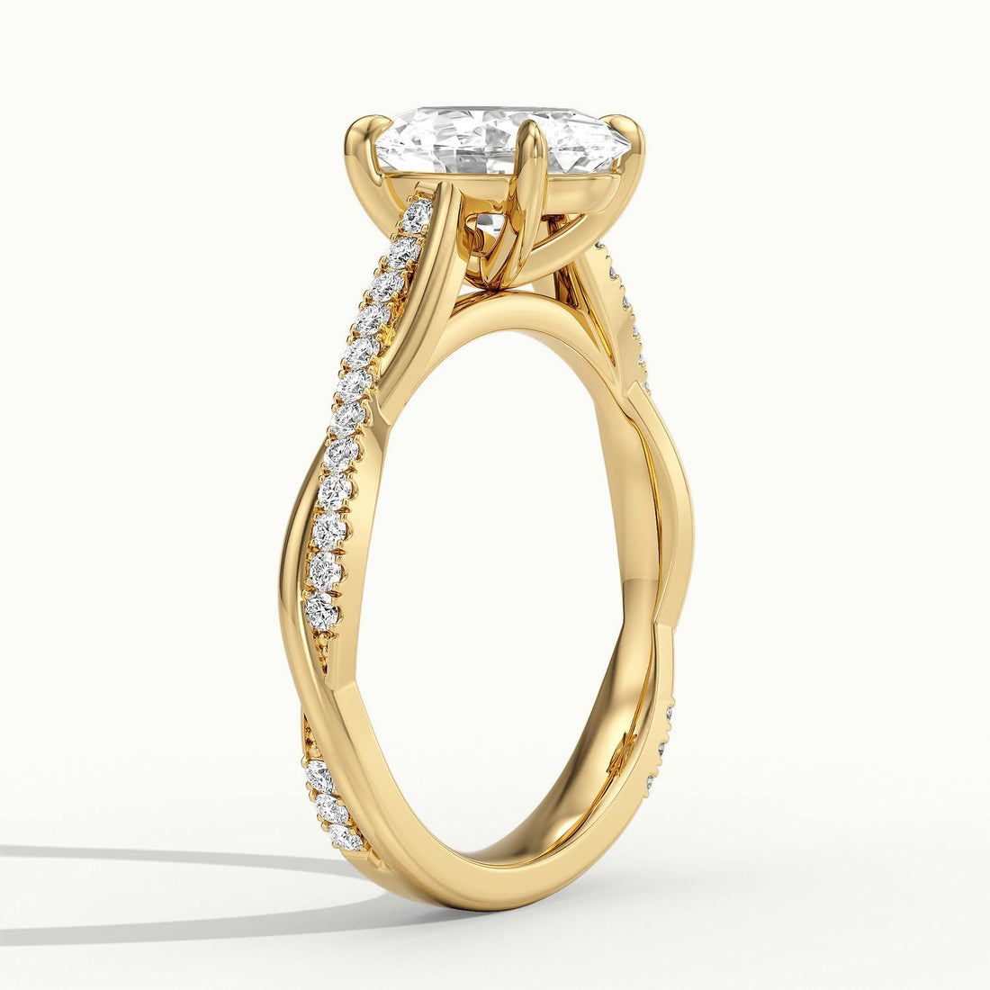Solmira Oval Pavé Twist Engagement Ring