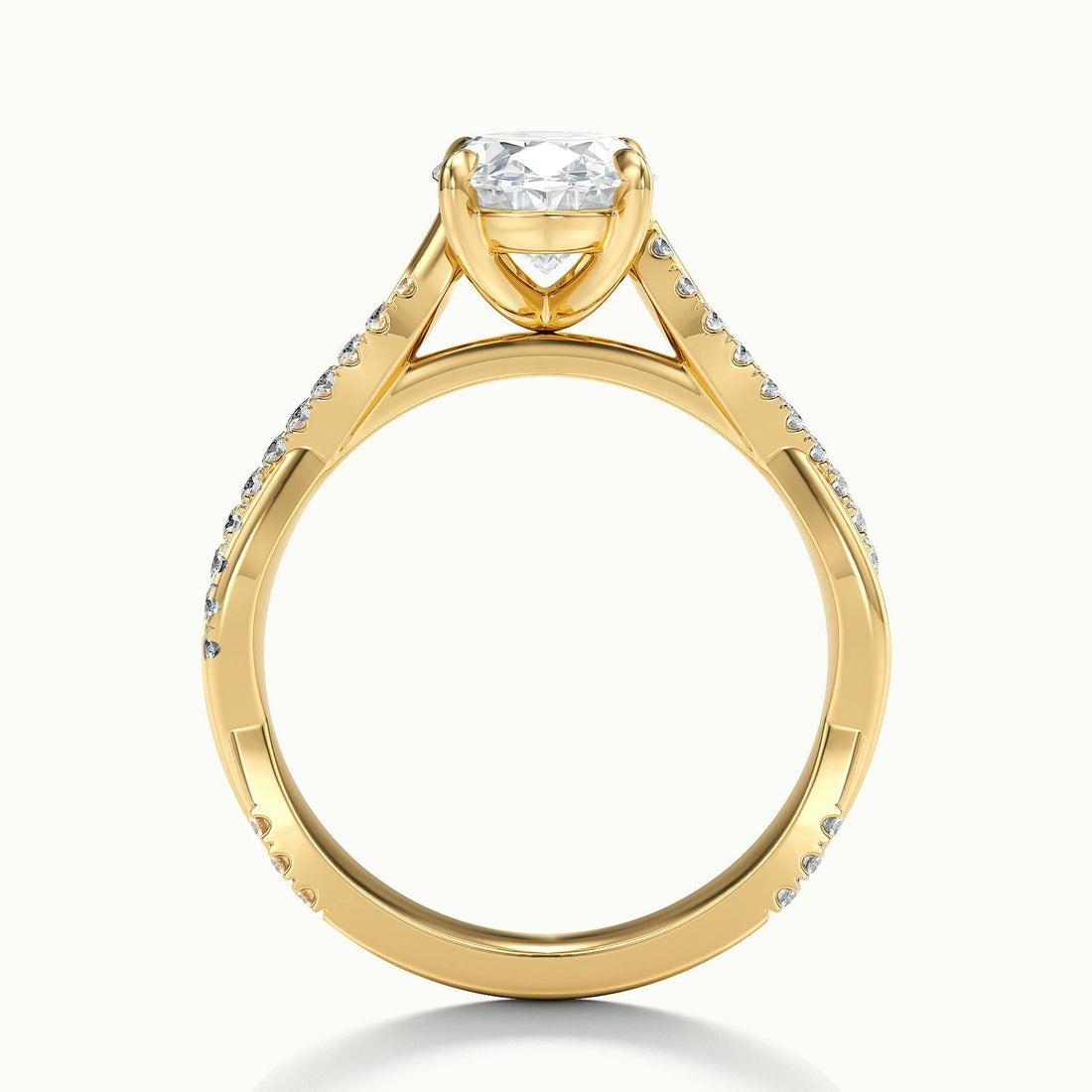 Solmira Oval Pavé Twist Engagement Ring