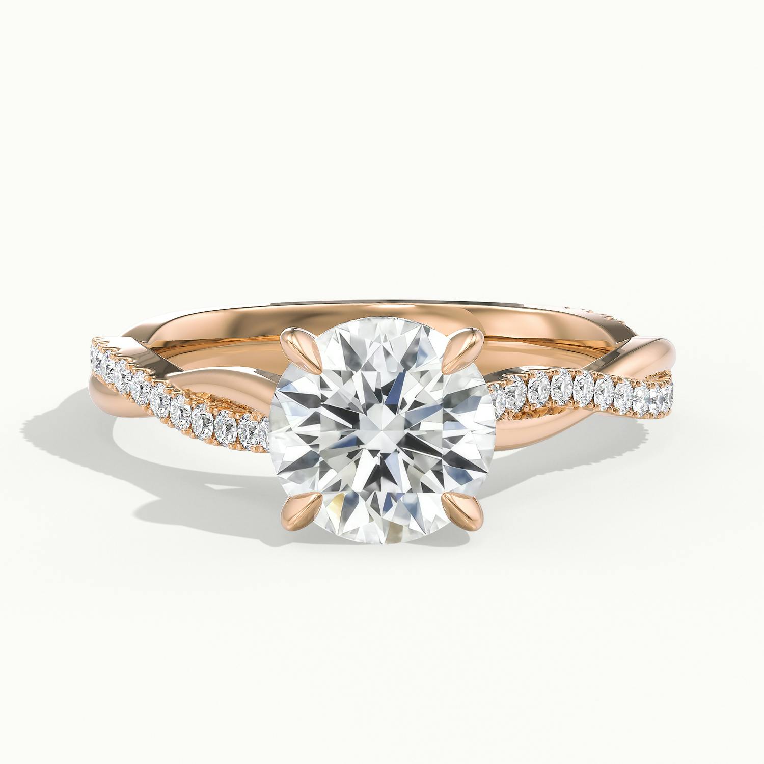 Solmira Round Pavé Twist Engagement Ring
