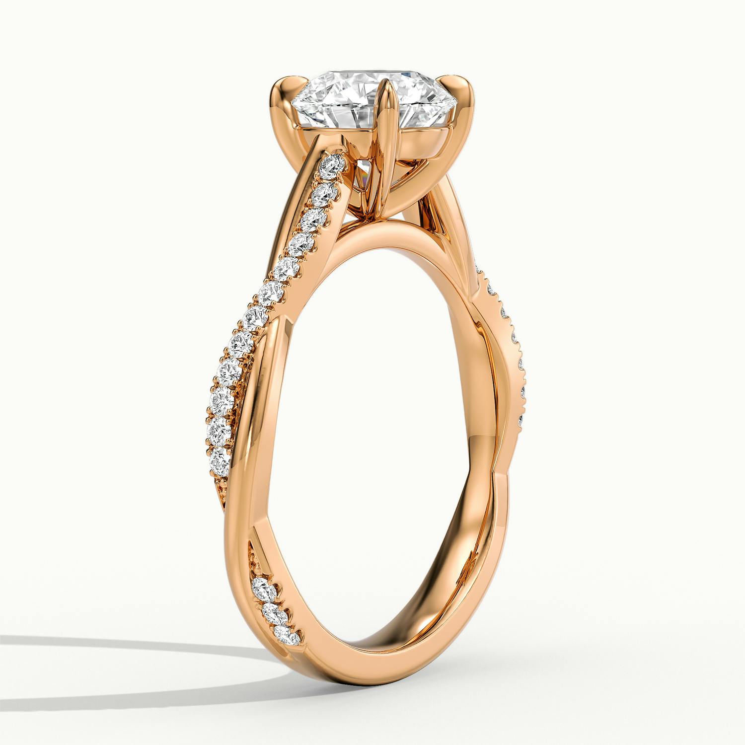 Solmira Round Pavé Twist Engagement Ring