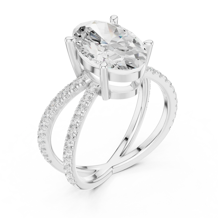Oval Cut Diamond Split Shank Engagement Ring