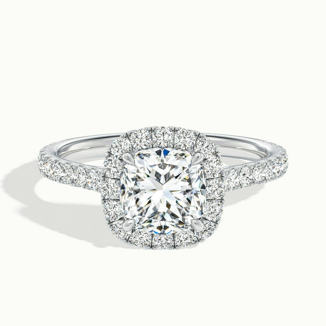 Solara Cushion Pavé Halo Engagement Ring