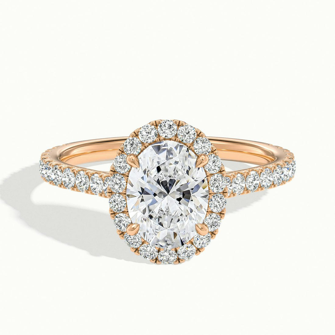 Solara Oval Pavé Halo Engagement Ring