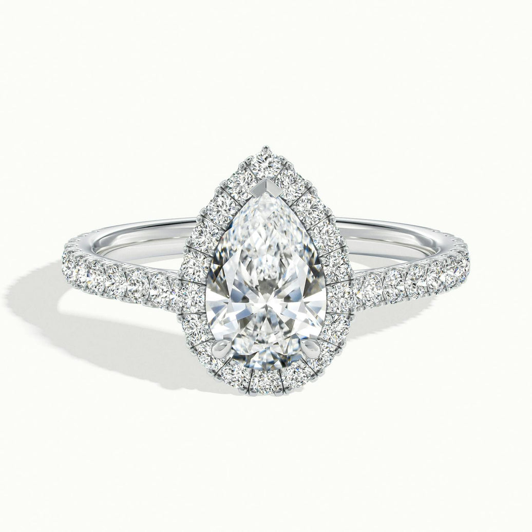 Solara Pear Pavé Halo Engagement Ring