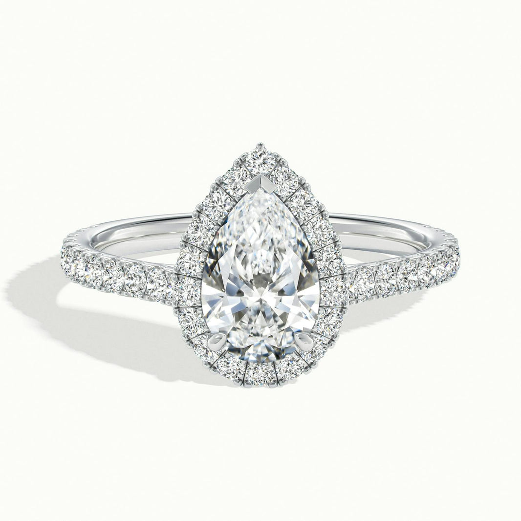 Solara Pear Pavé Halo Engagement Ring