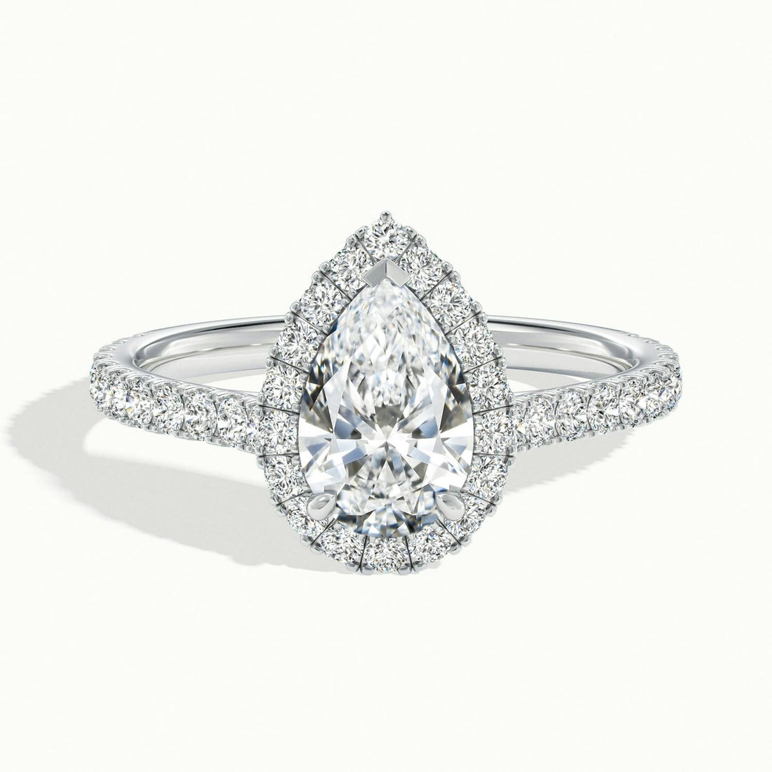 Solara Pear Pavé Halo Engagement Ring