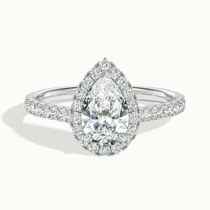 Solara Pear Pavé Halo Engagement Ring